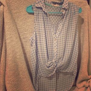 Blue and white checkered tank top